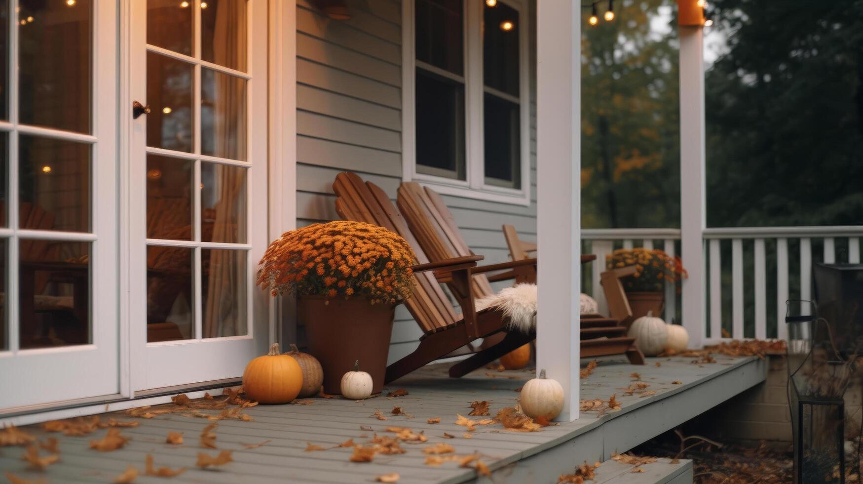 cómodo otoño acogedor exterior. ilustración ai generativo foto