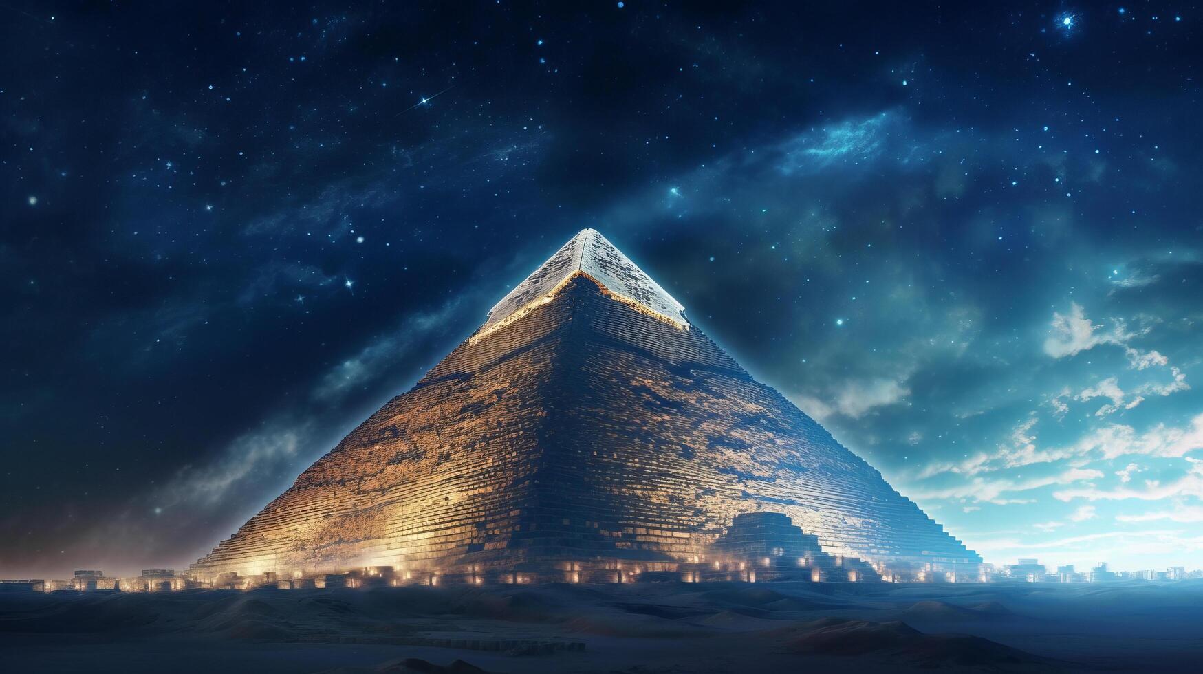 Magical pyramid. Illustration photo