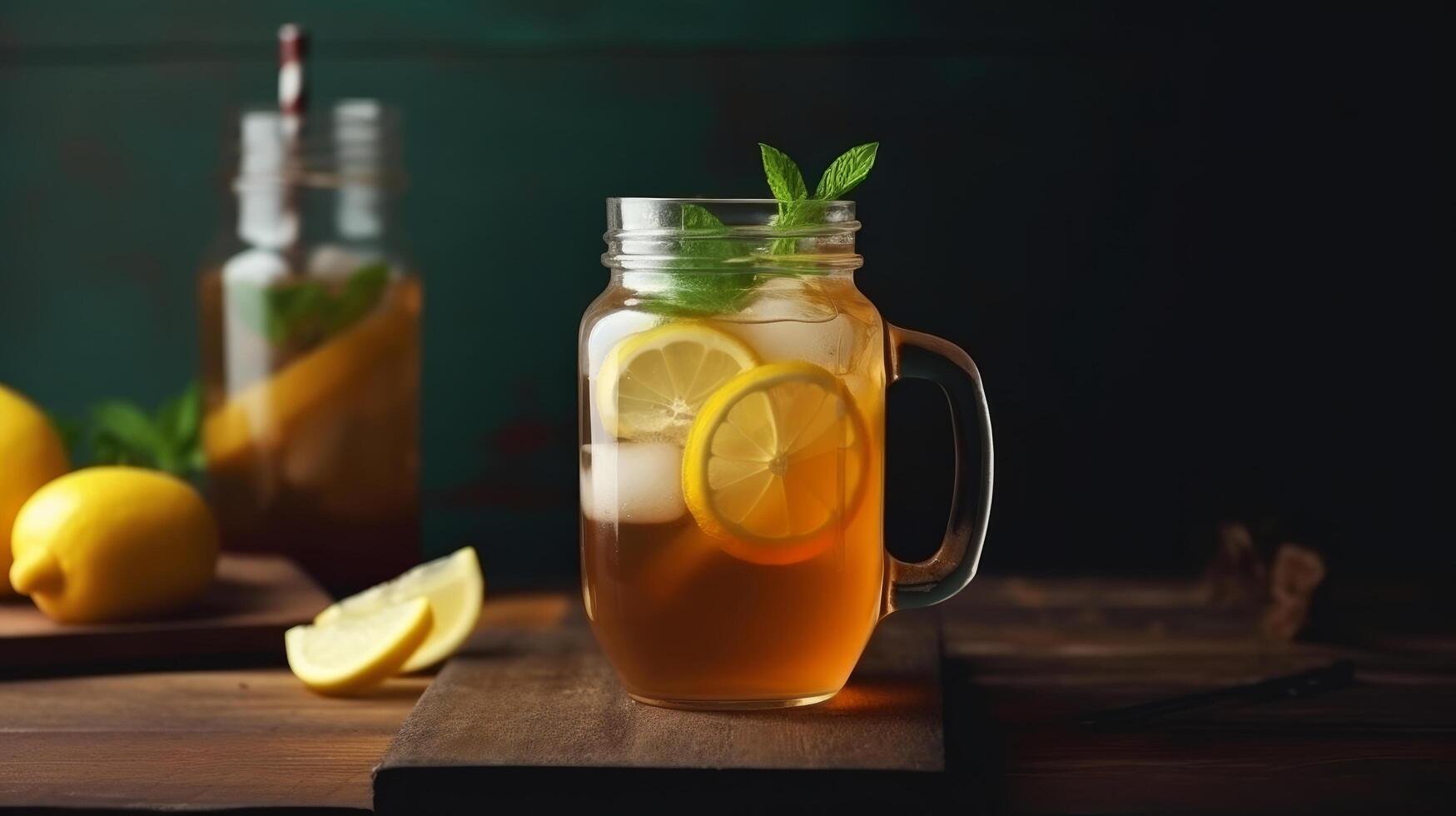 Iced lemon tea. Illustration photo