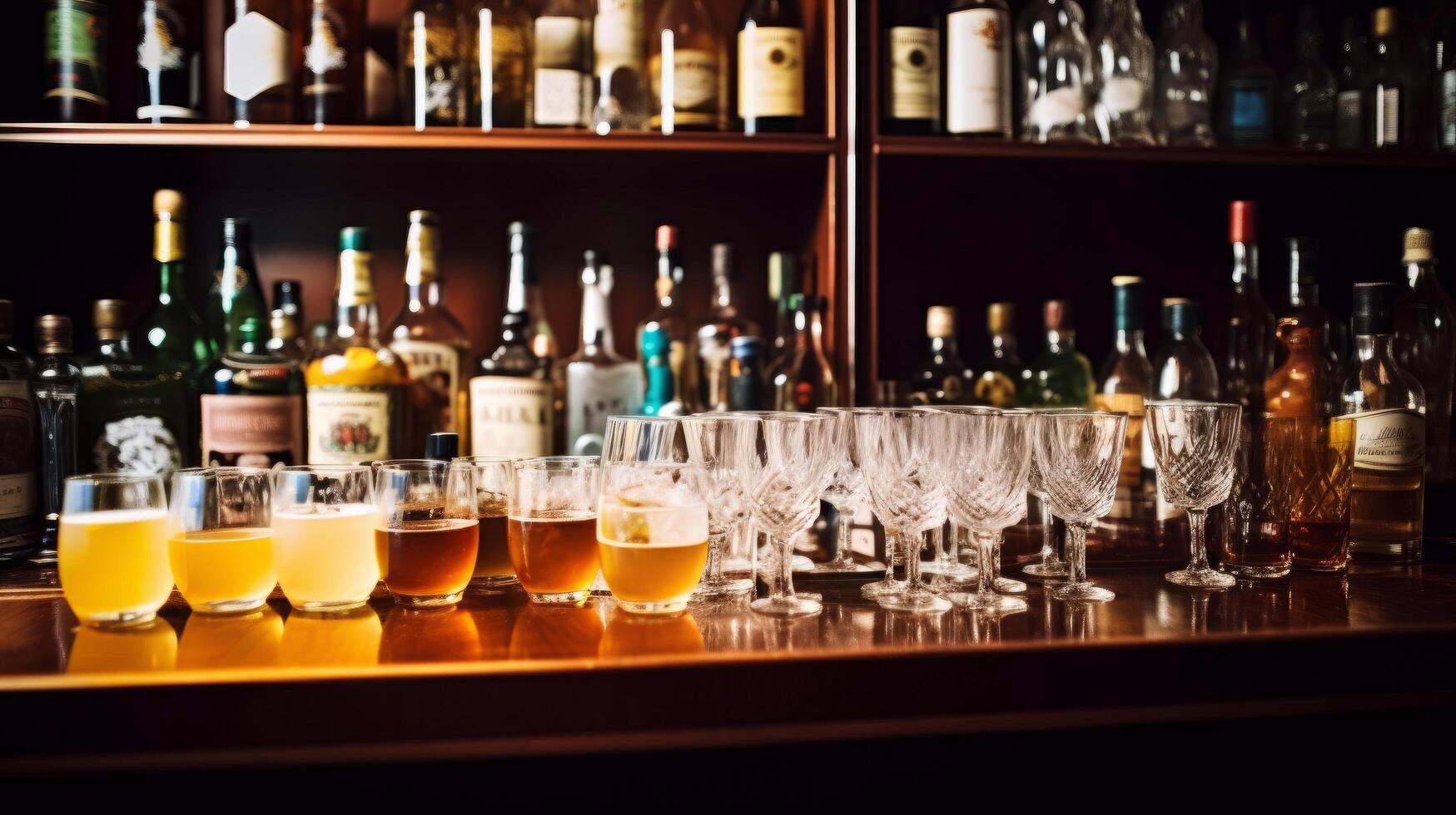 Assortment of alcoholic drinks Illustration photo
