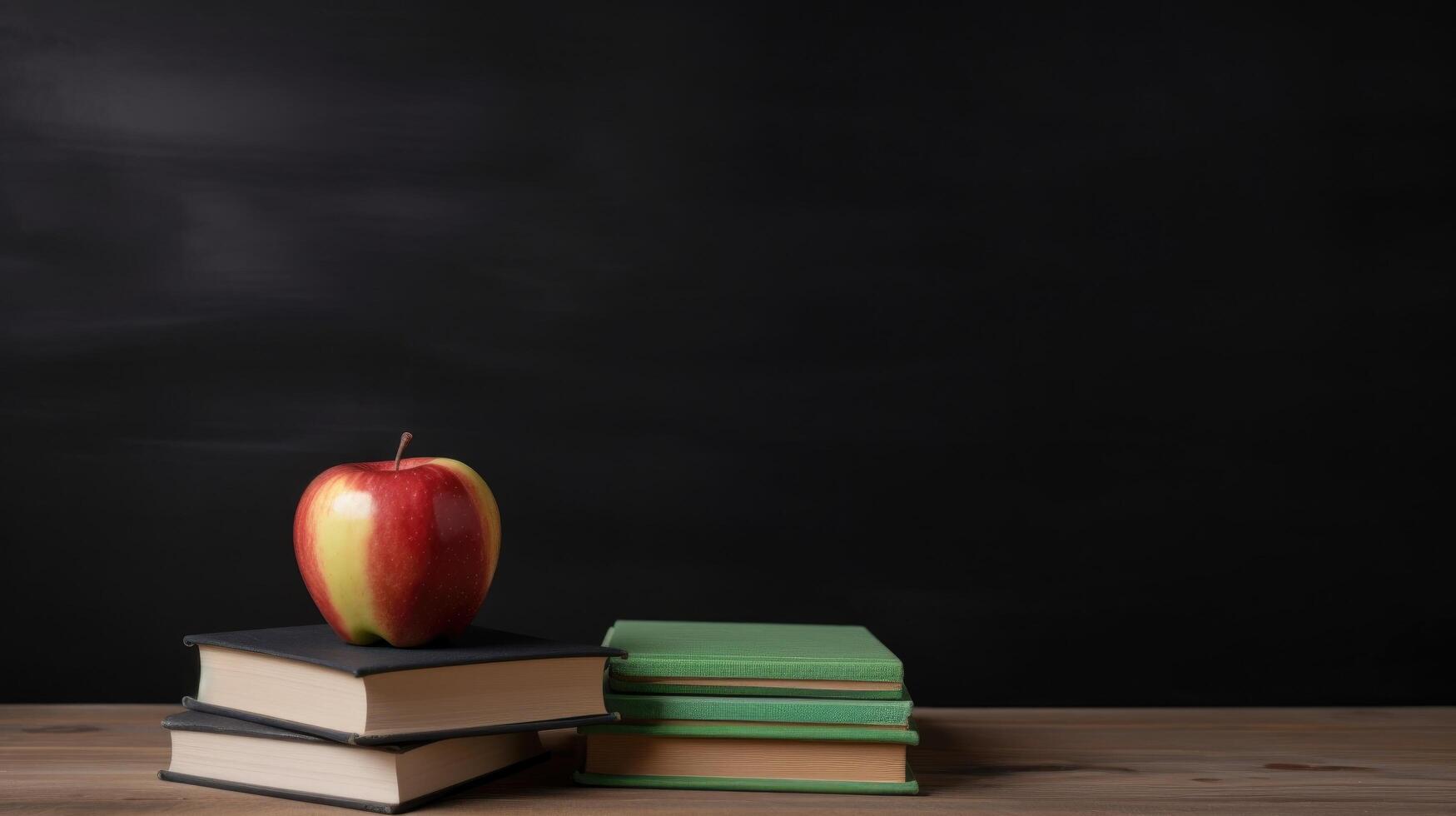 Back to school background with books and apple. Illustration photo