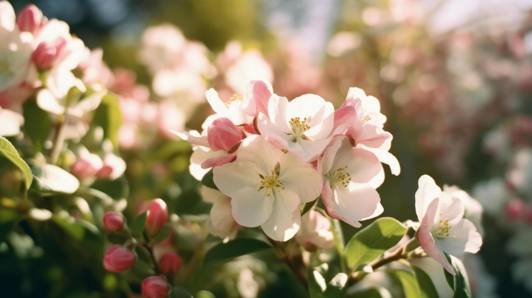 manzana flores en primavera. ilustración ai generativo foto