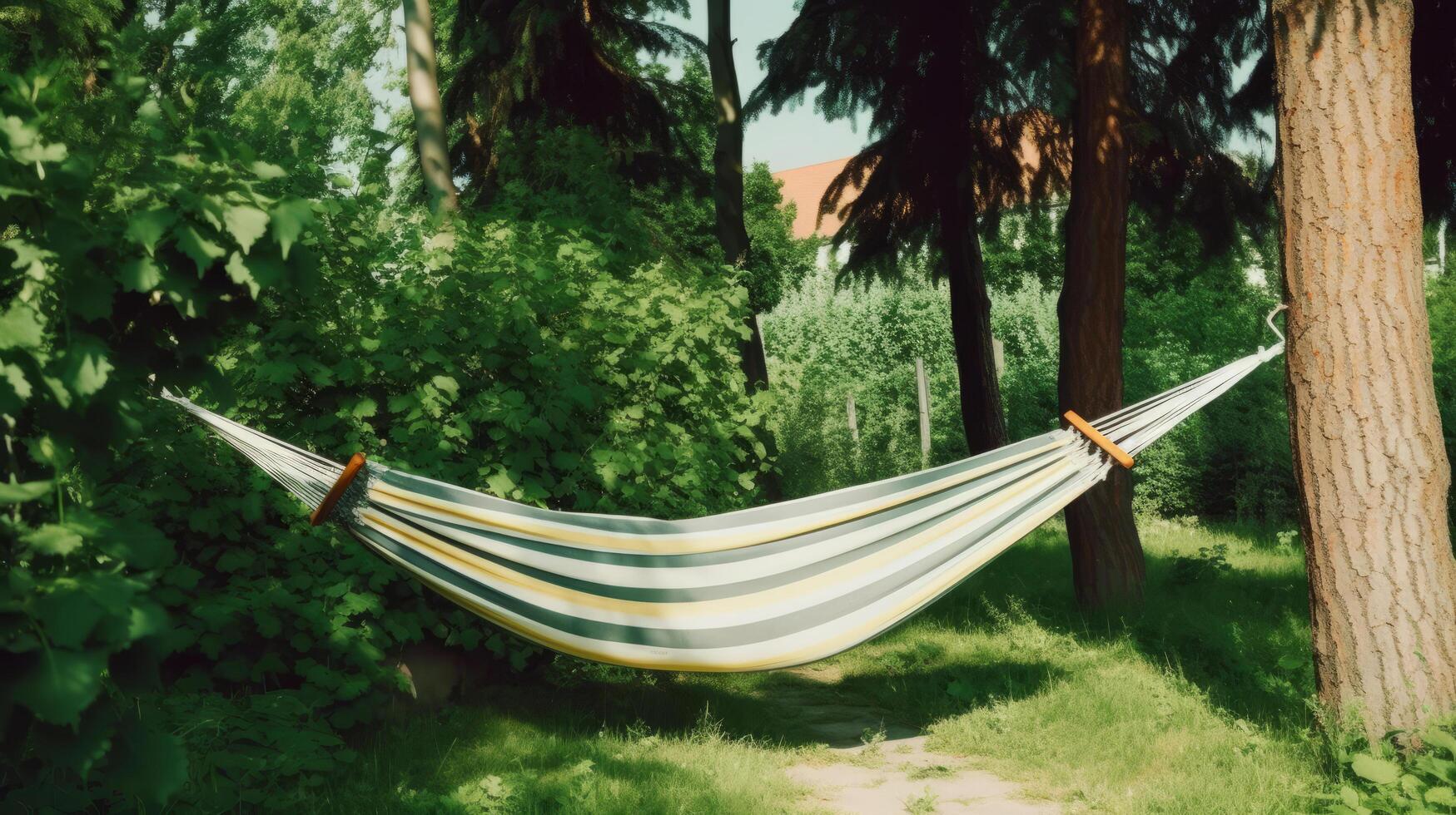 Hammock in garden. Illustration photo
