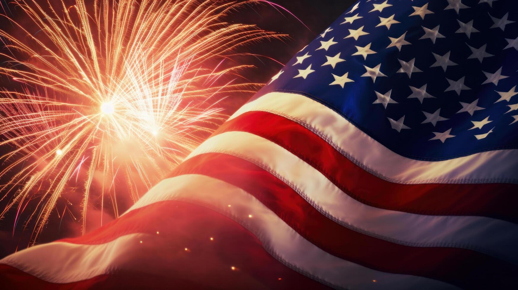 Estados Unidos independencia día antecedentes con fuegos artificiales. ilustración ai generativo foto
