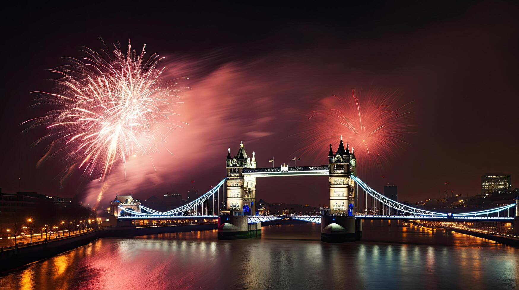 Holiday Fireworks in London. Illustration photo
