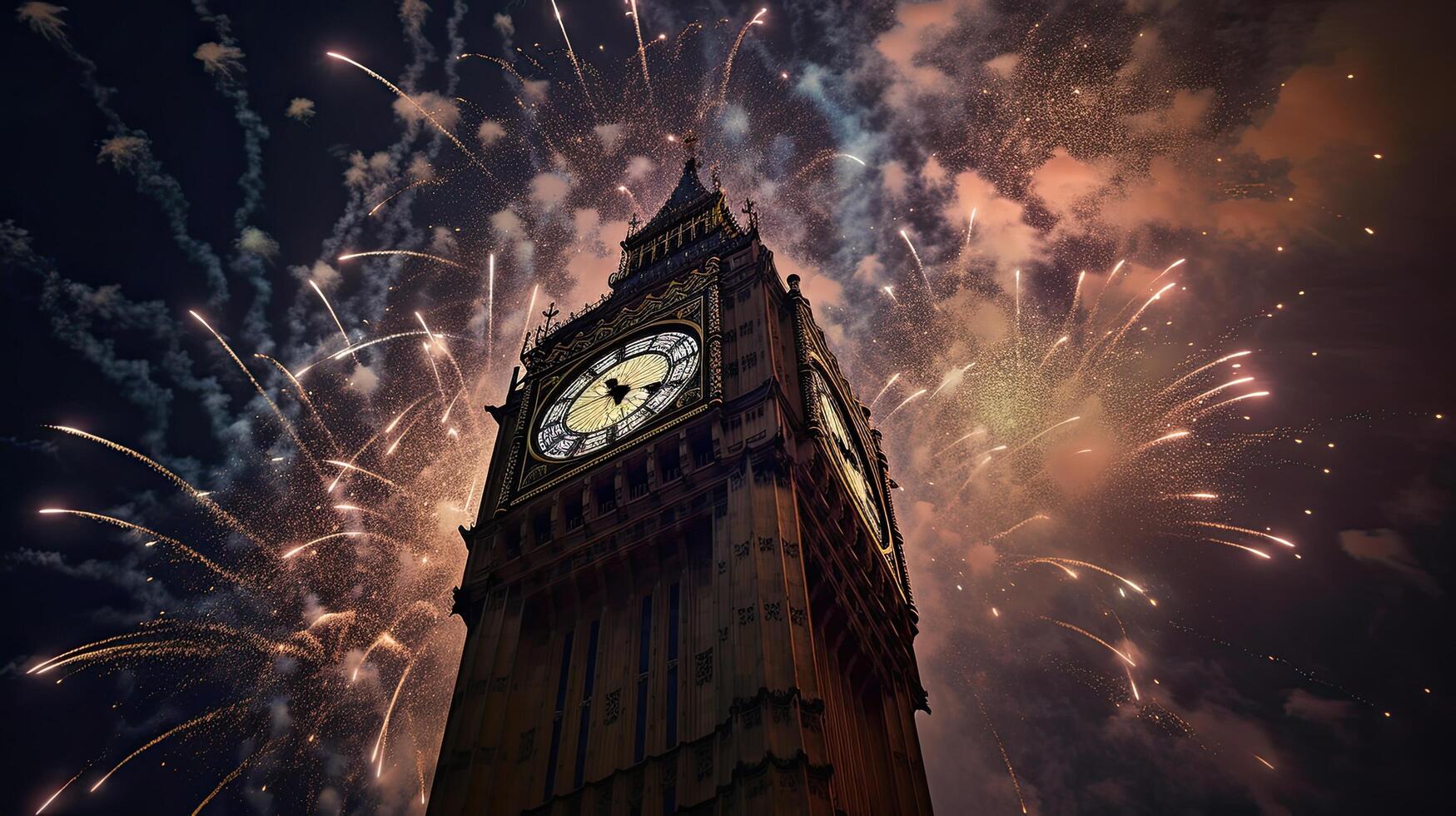 fiesta fuegos artificiales en Londres. ilustración ai generativo foto