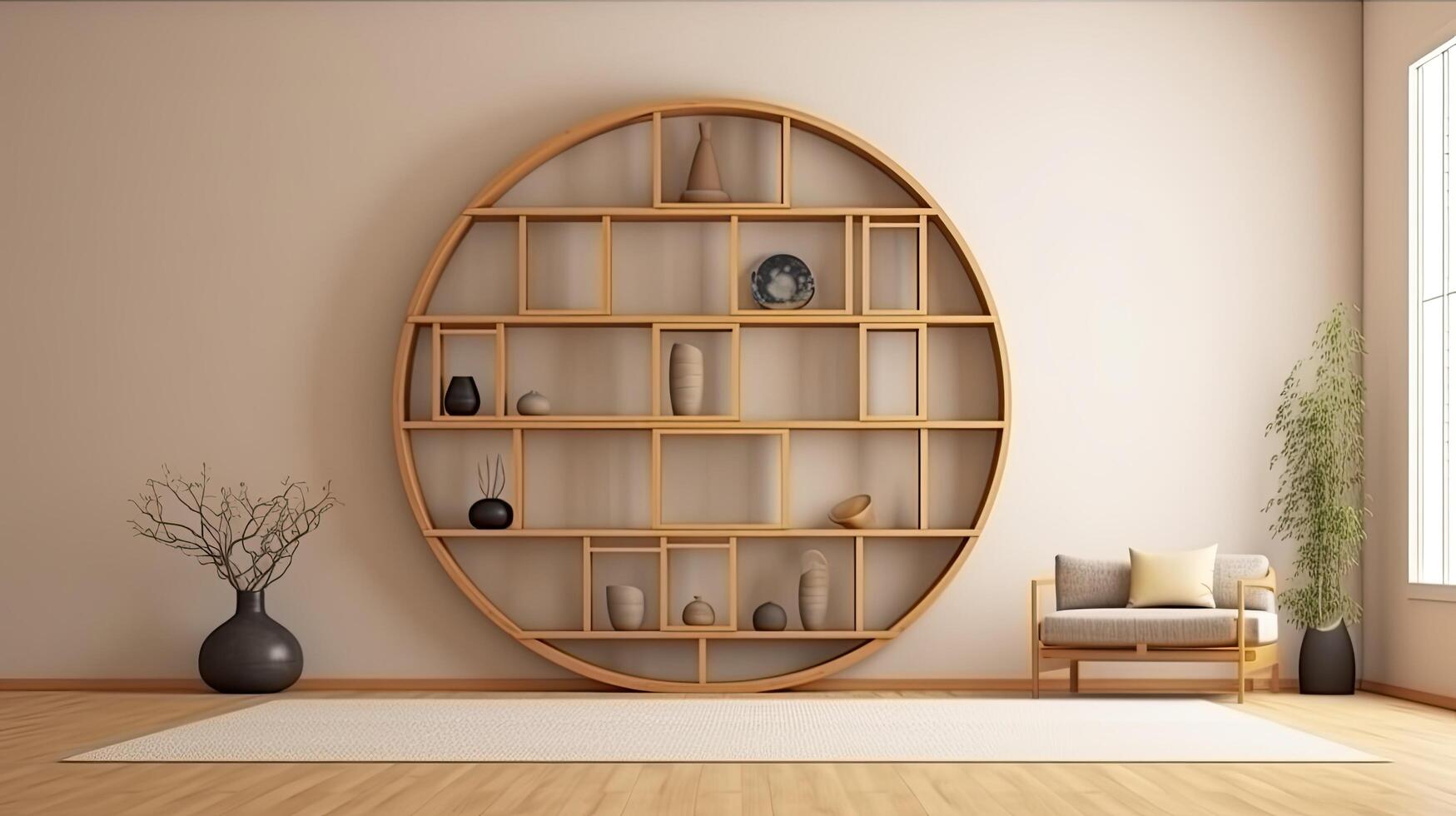 Shelf wall design. Illustration photo