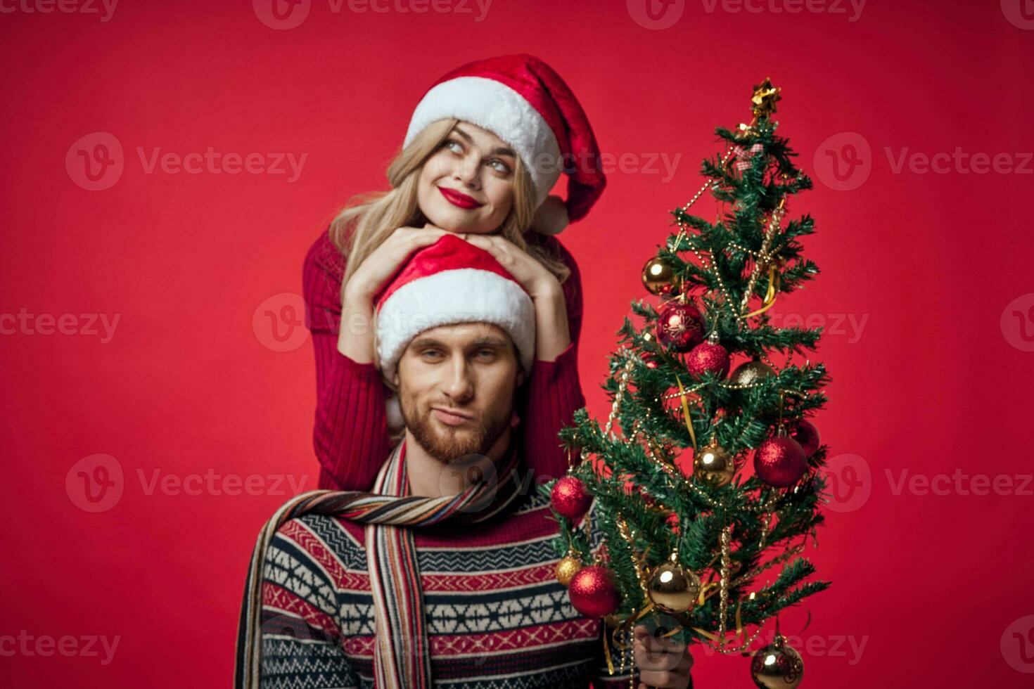 cheerful young couple christmas holiday together lifestyle photo