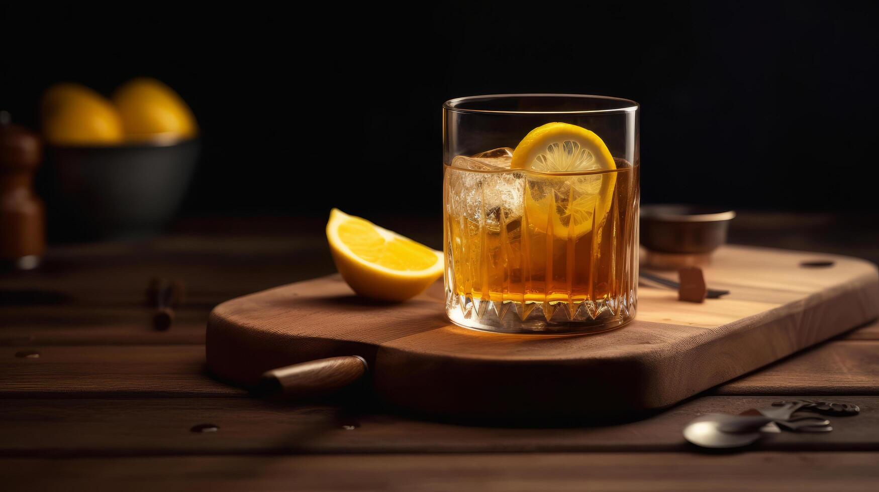 Alcohol cocktail with lemon. Illustration photo