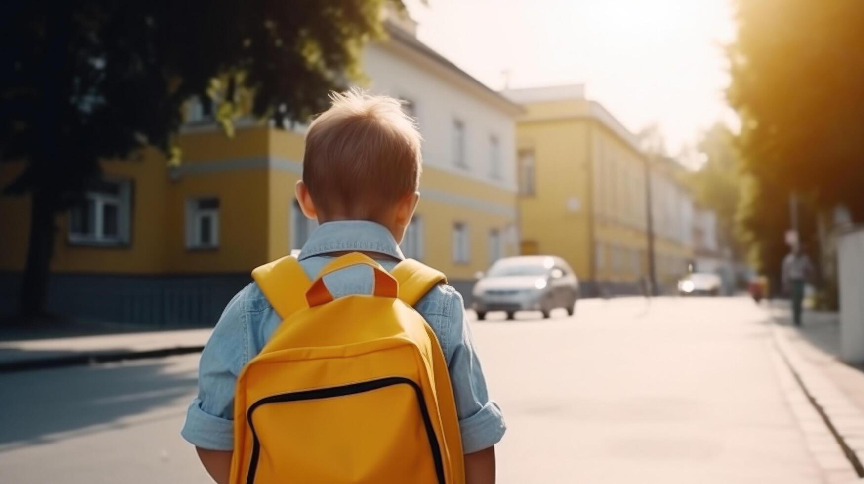 Boy go to school. Illustration photo