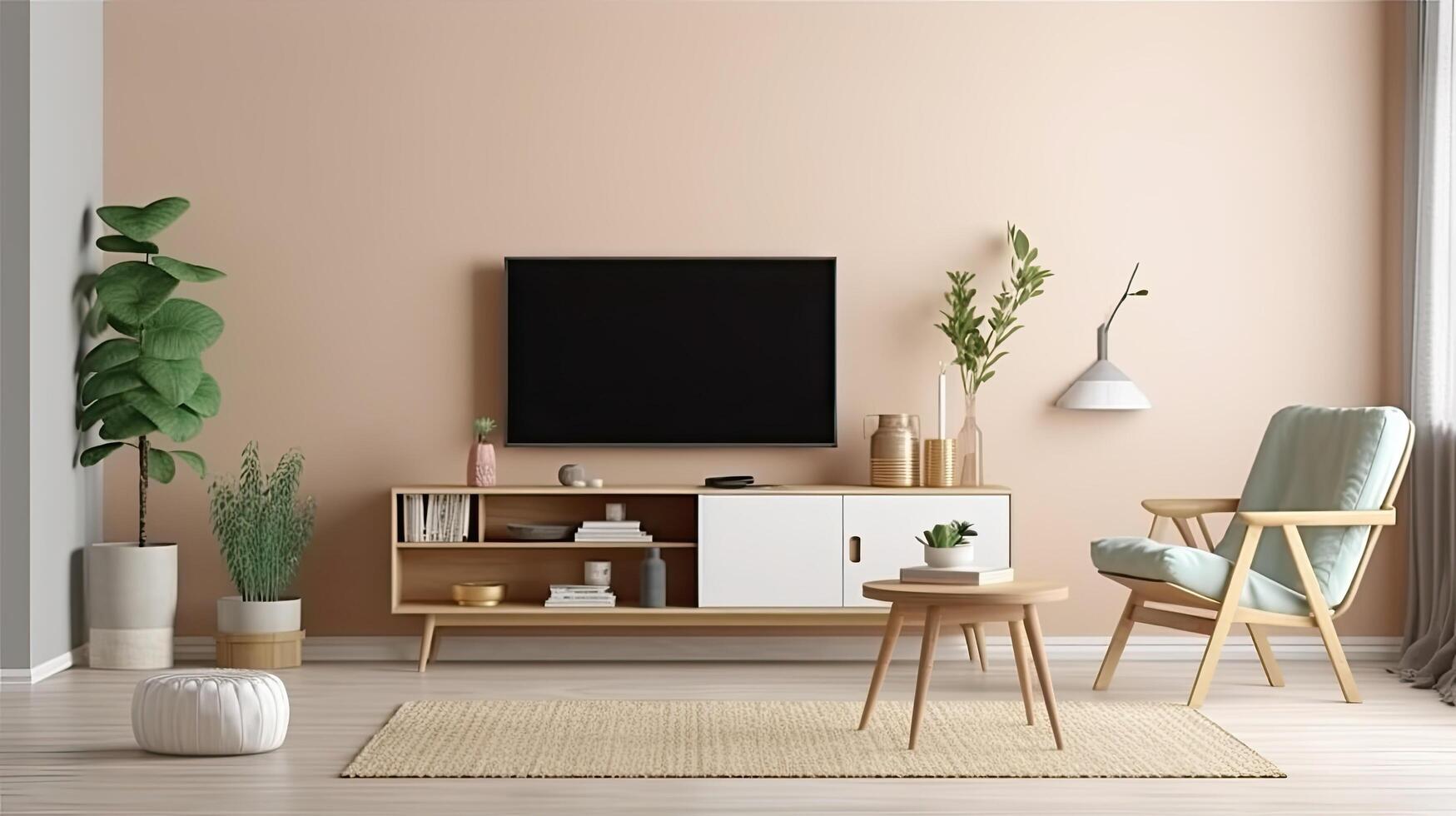 Scandinavian style living room. Illustration photo