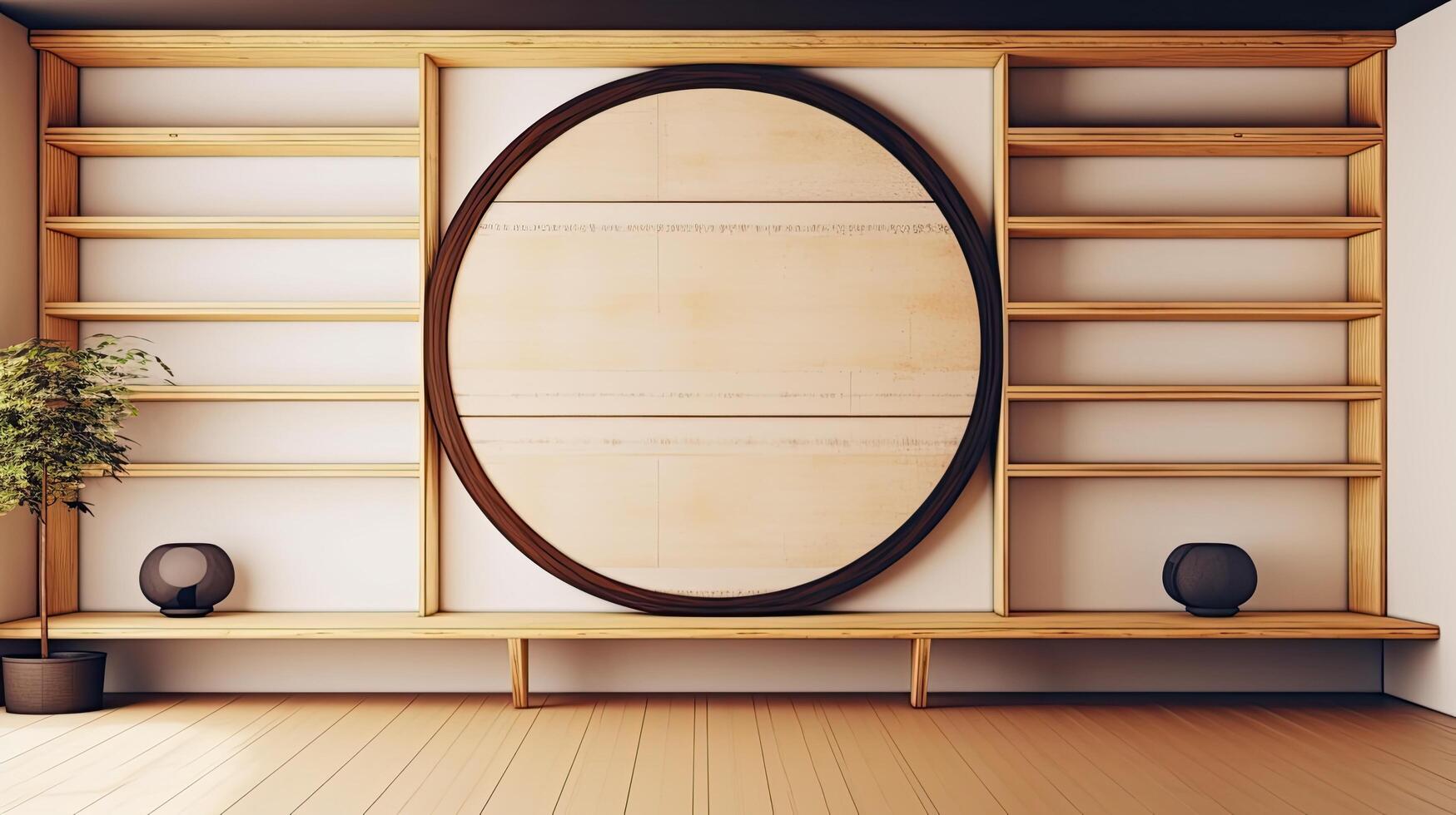 Shelf wall design. Illustration photo