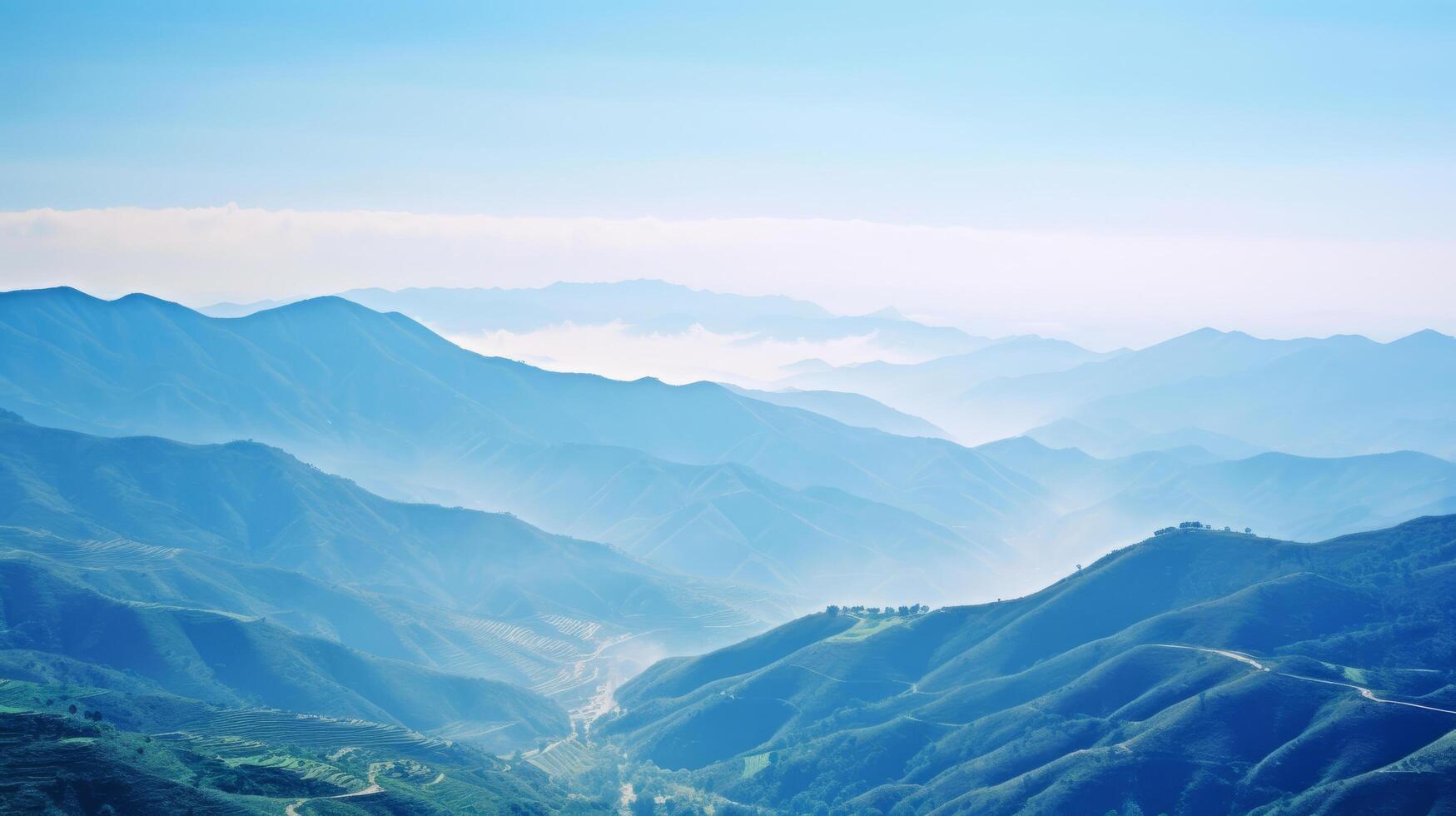 Hills and mountains blue background. Illustration photo