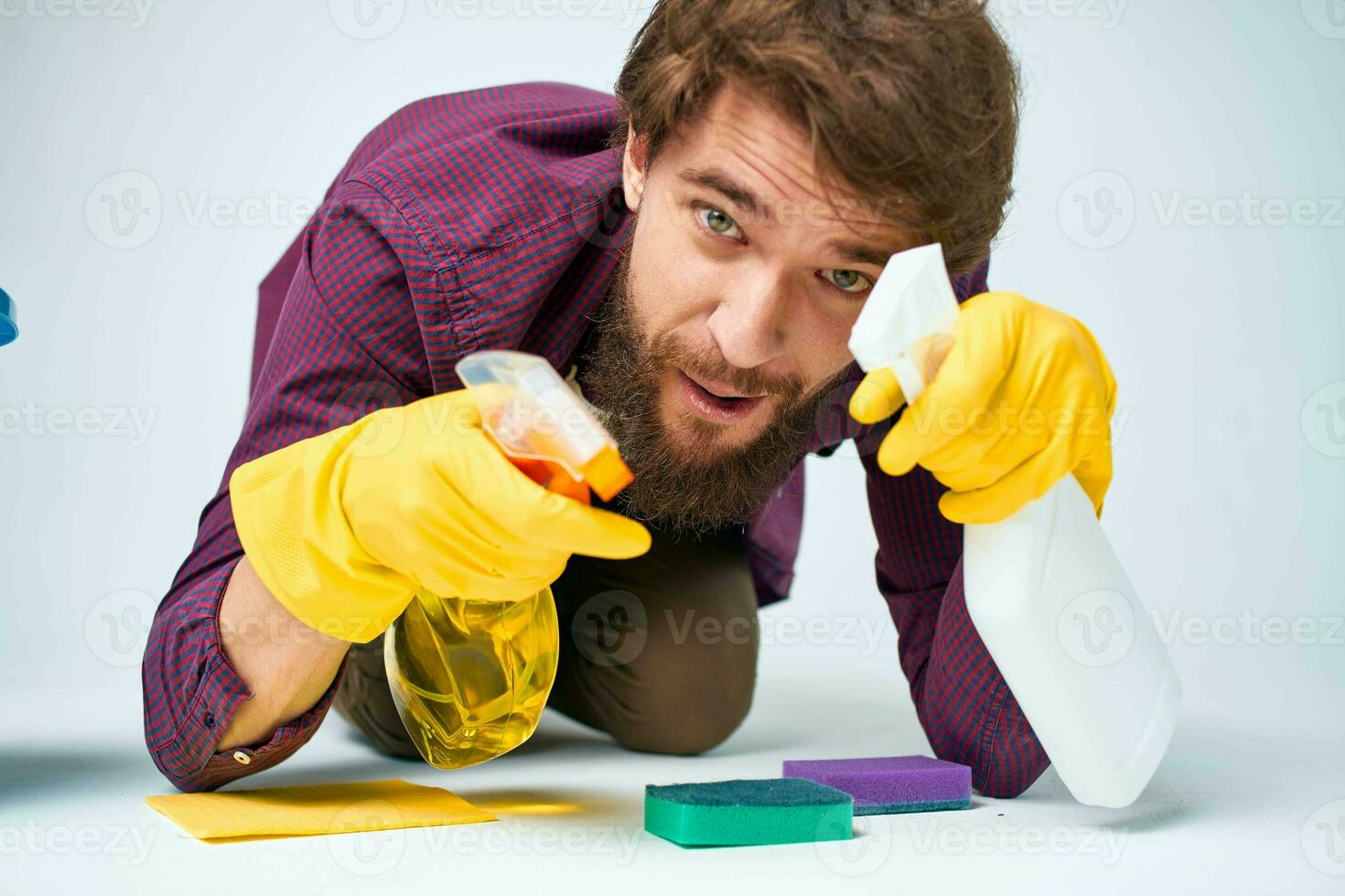 man detergent floor cleaning professional homework service photo