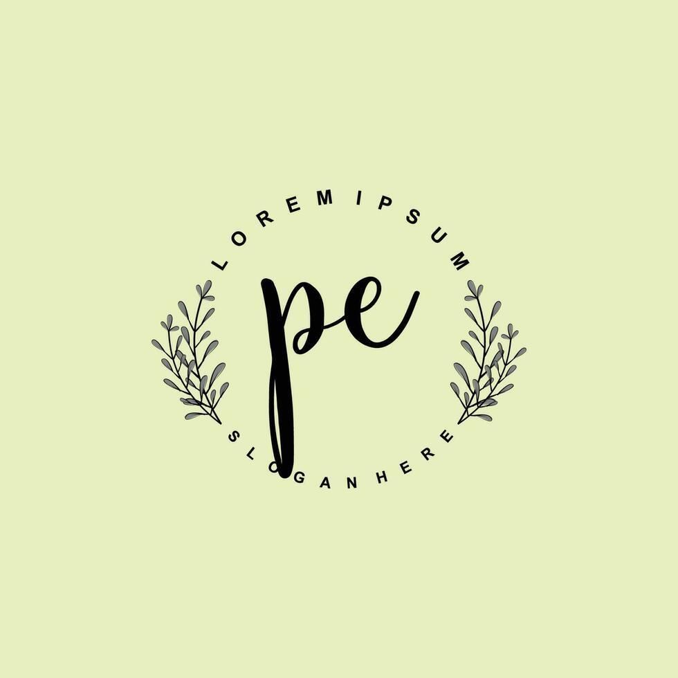 PE Initial beauty floral logo template vector