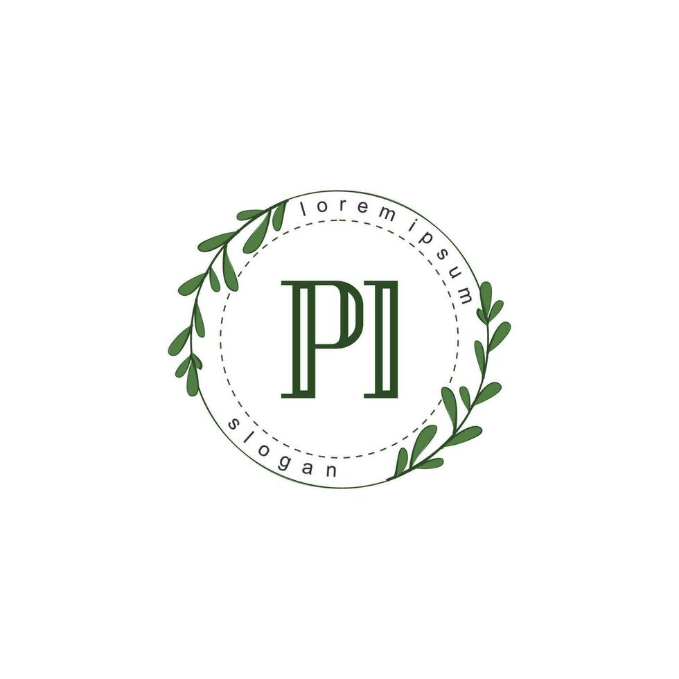 PI Initial beauty floral logo template vector