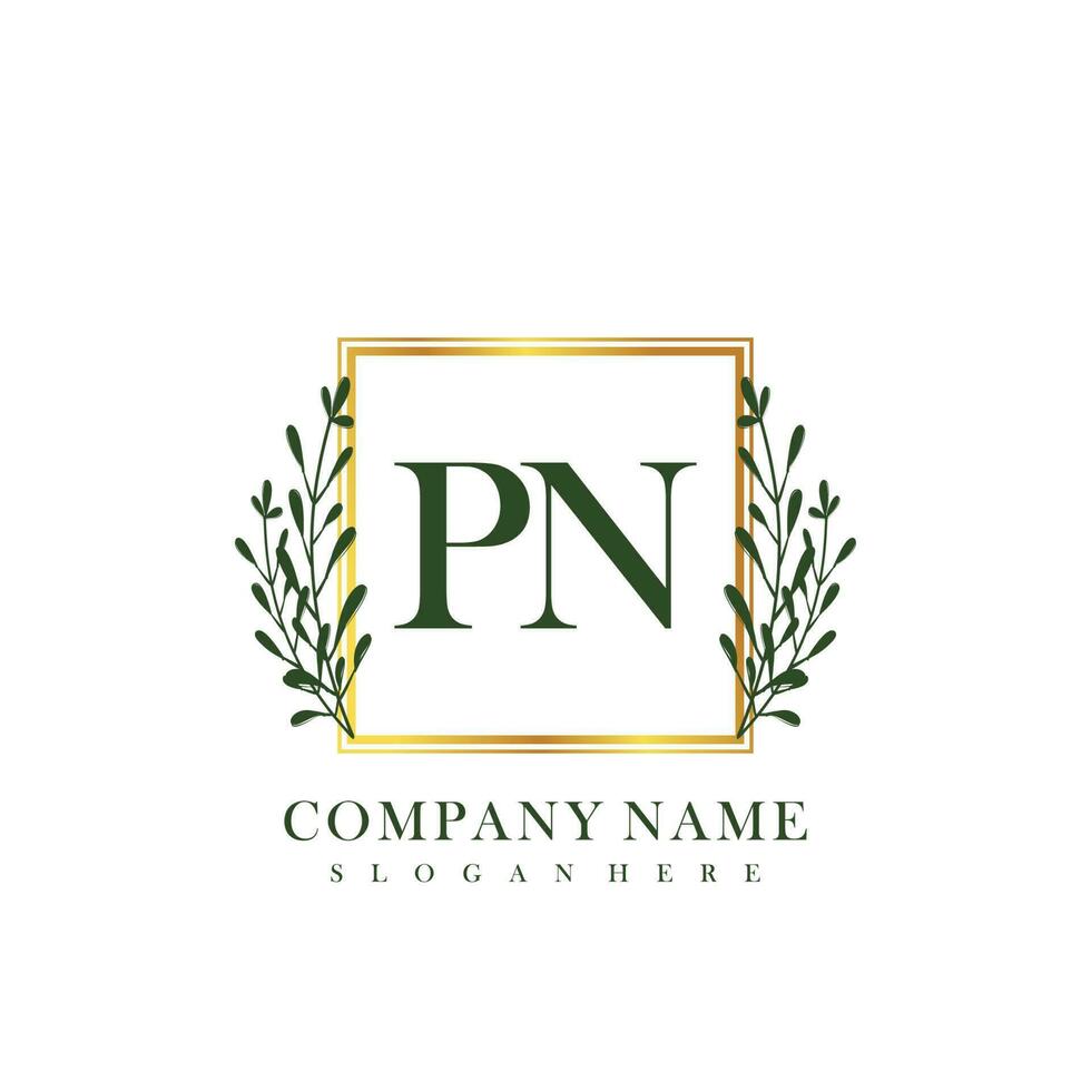PN Initial beauty floral logo template vector