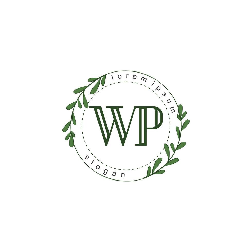 wp inicial belleza floral logo modelo vector