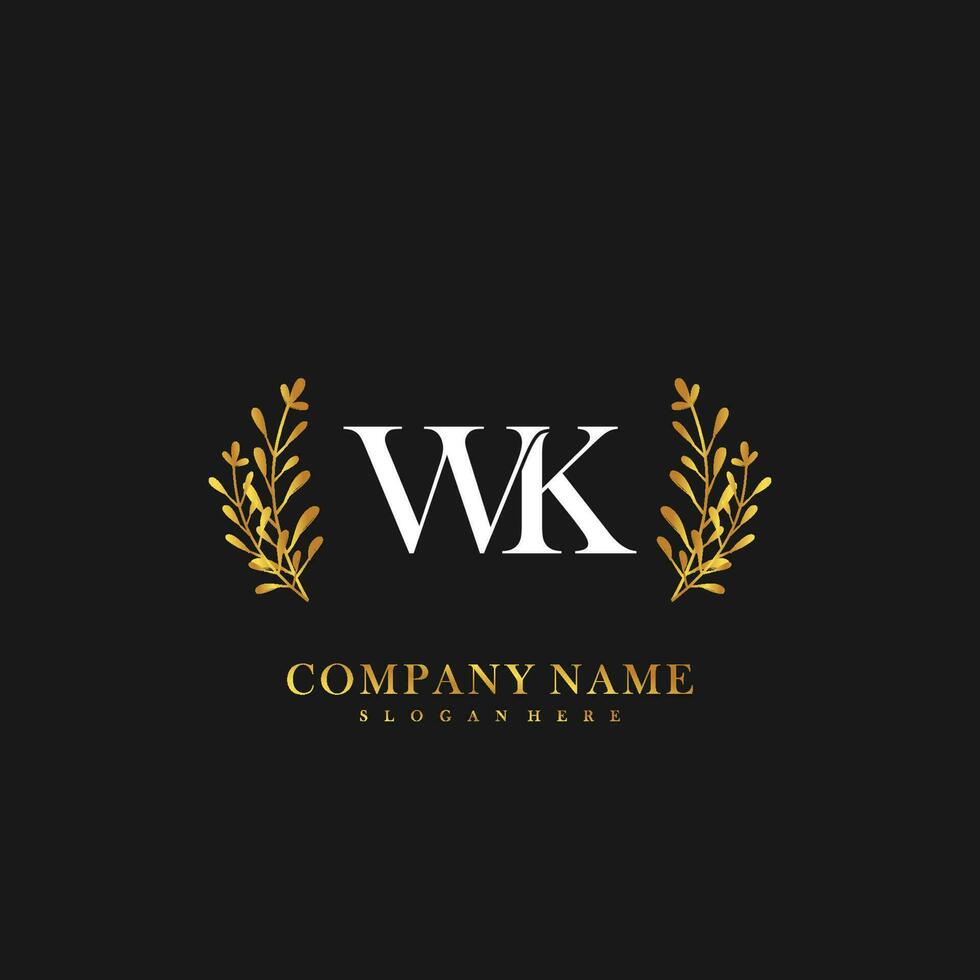 WK Initial beauty floral logo template vector