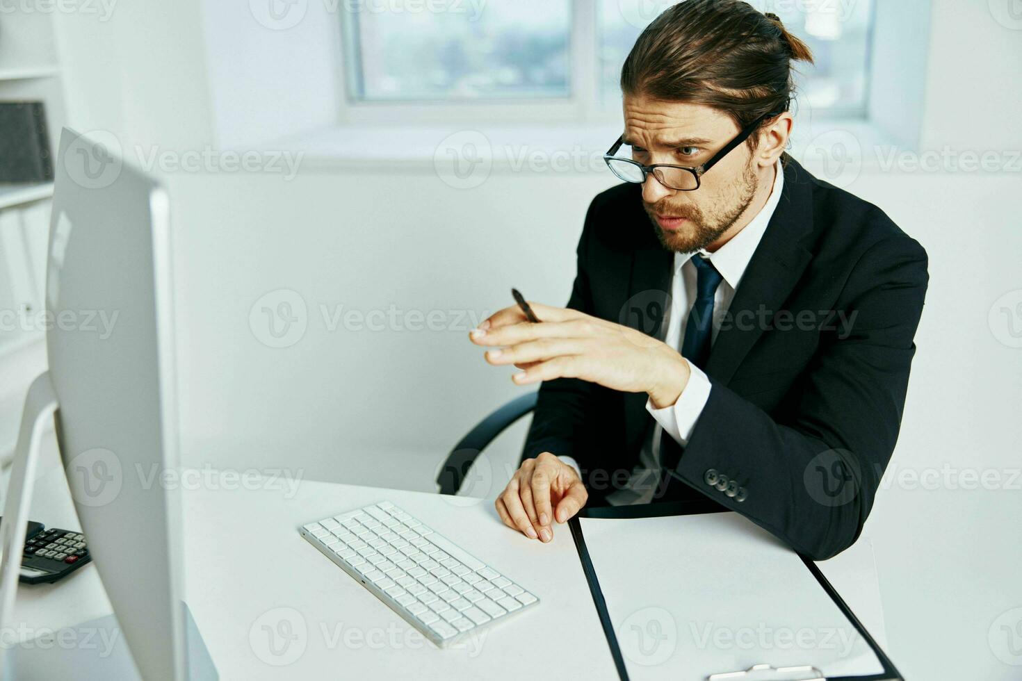 office worker in a suit office work phone executive photo