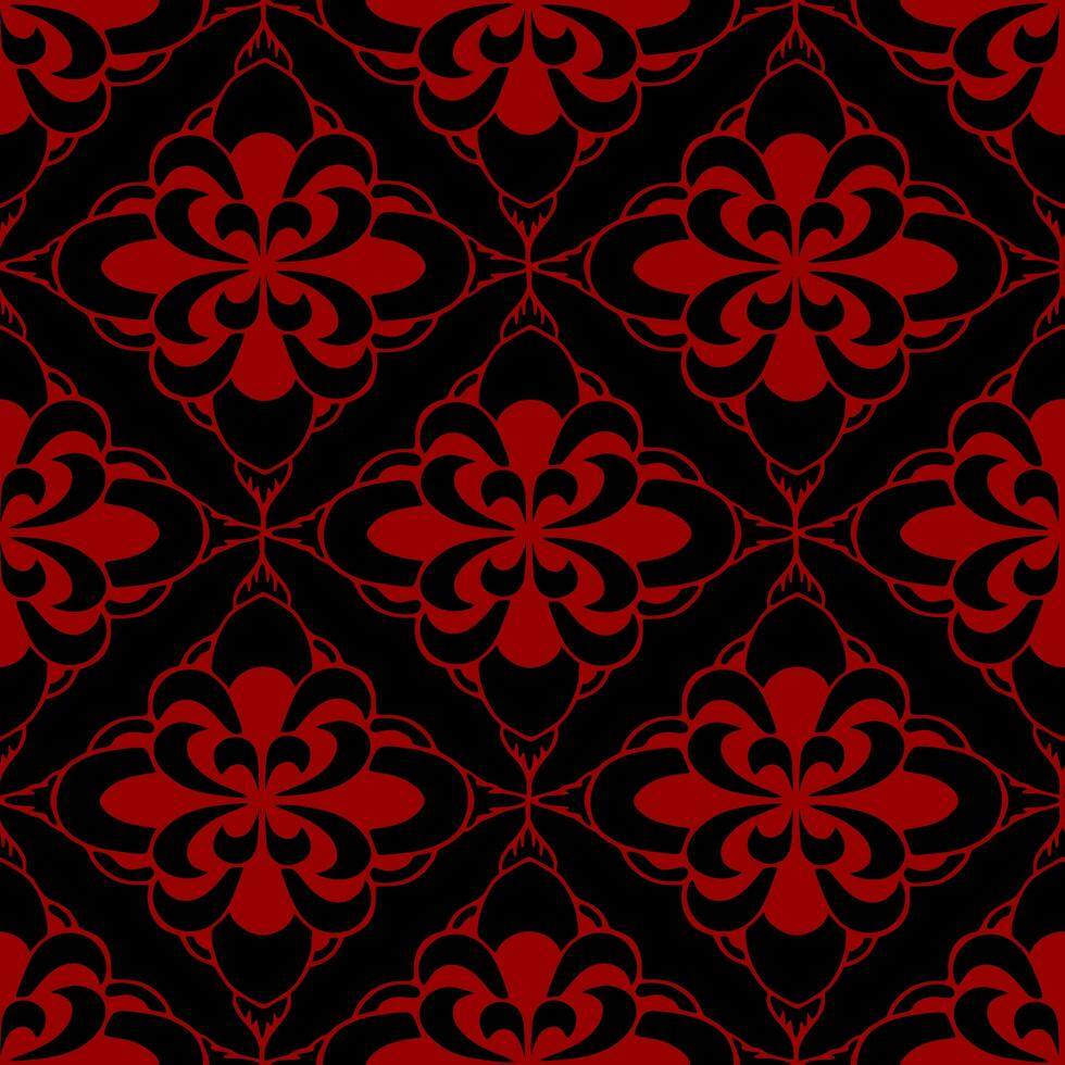 seamless tile pattern of abstract geometric red elements on a black background, texture, design photo