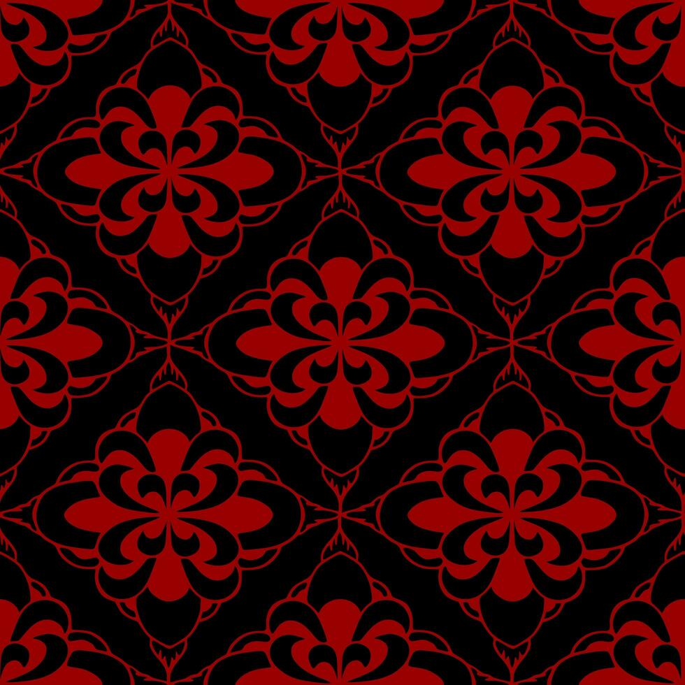 seamless tile pattern of abstract geometric red elements on a black background, texture, design photo