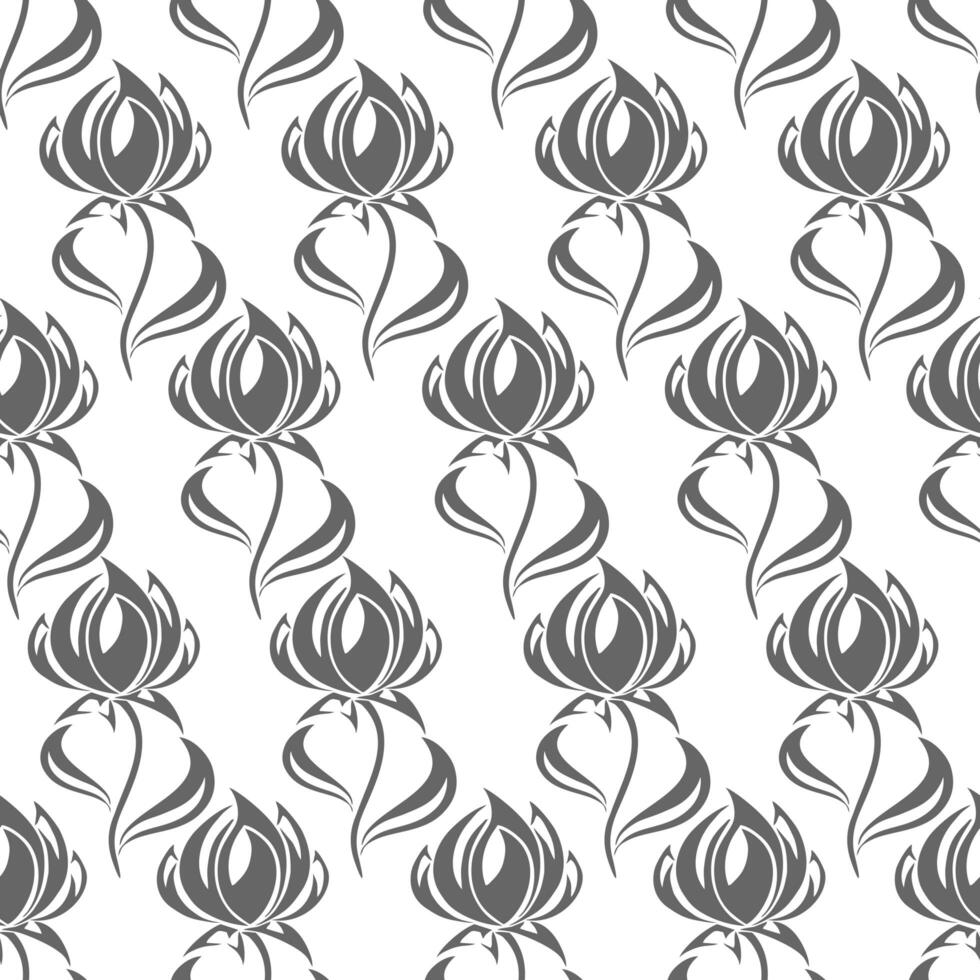 seamless contour pattern of large gray flowers on a white background, texture, design photo
