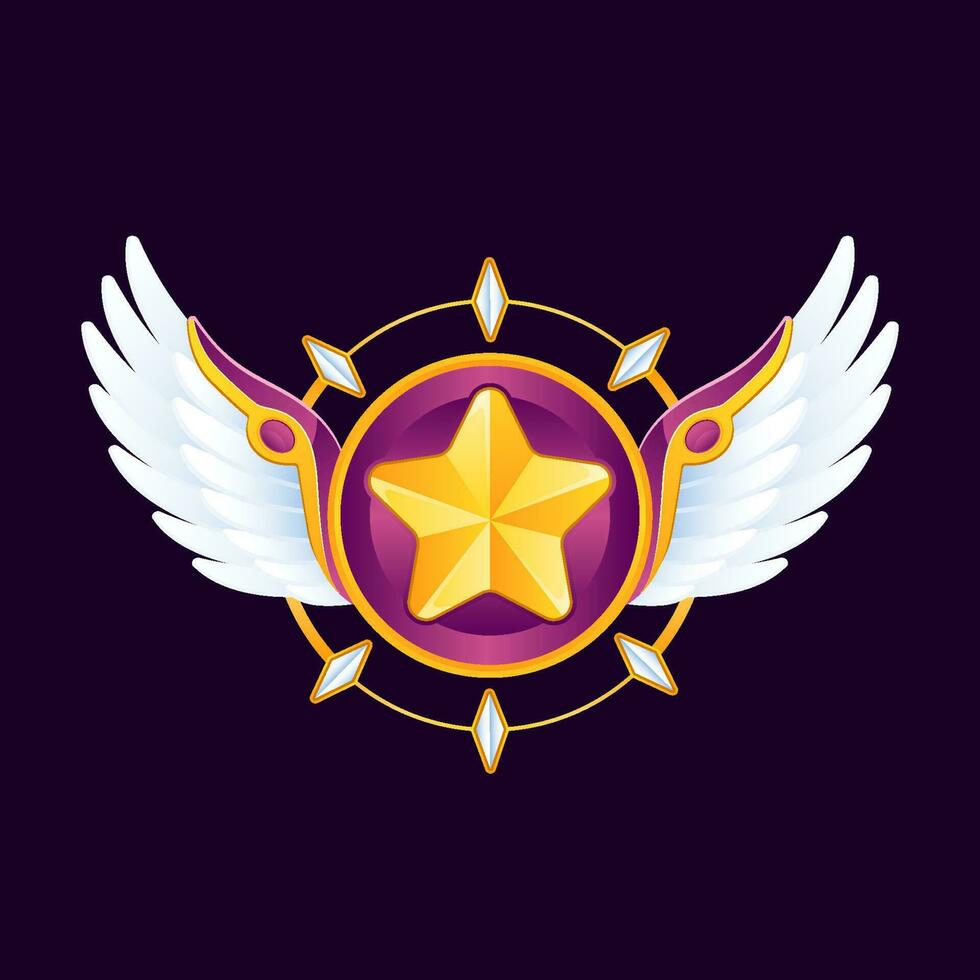 golden wing star game logo badge template vector