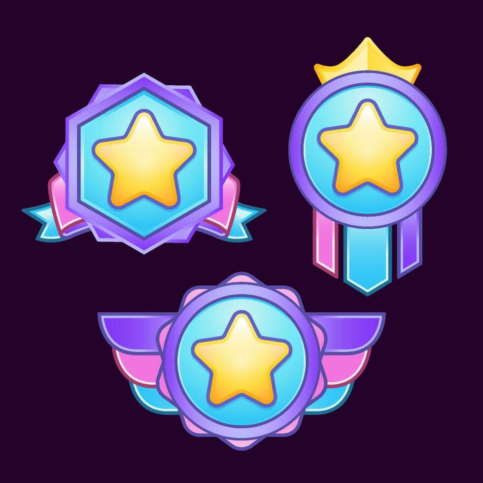 group cute colorful pastel game logo badge template vector
