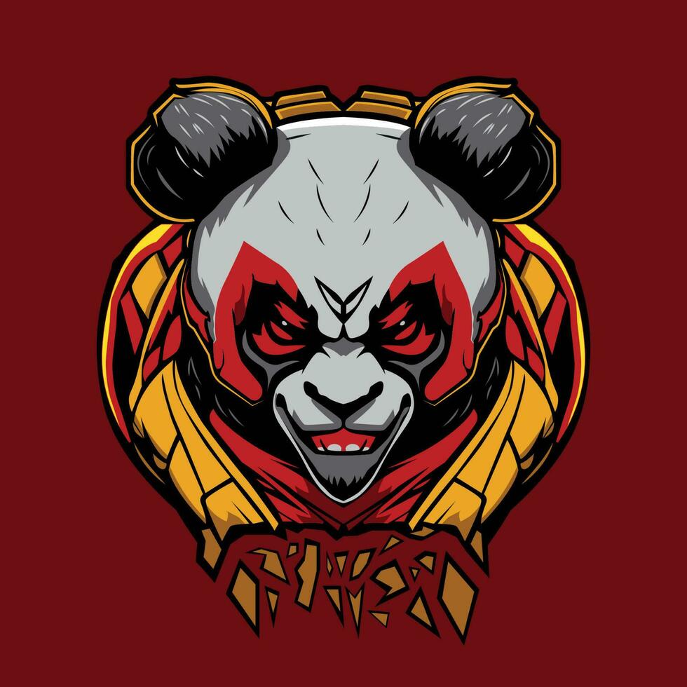 Panda Mascot Logo Design for gaming and sports devil style vector