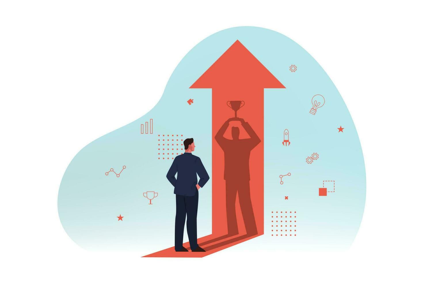 Goal achievement, motivation, success, winning, business concept. vector