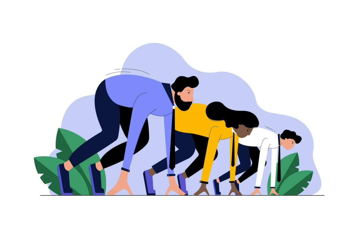 Multiethnicity, business, startup, sport, race, motivation, competition concept vector