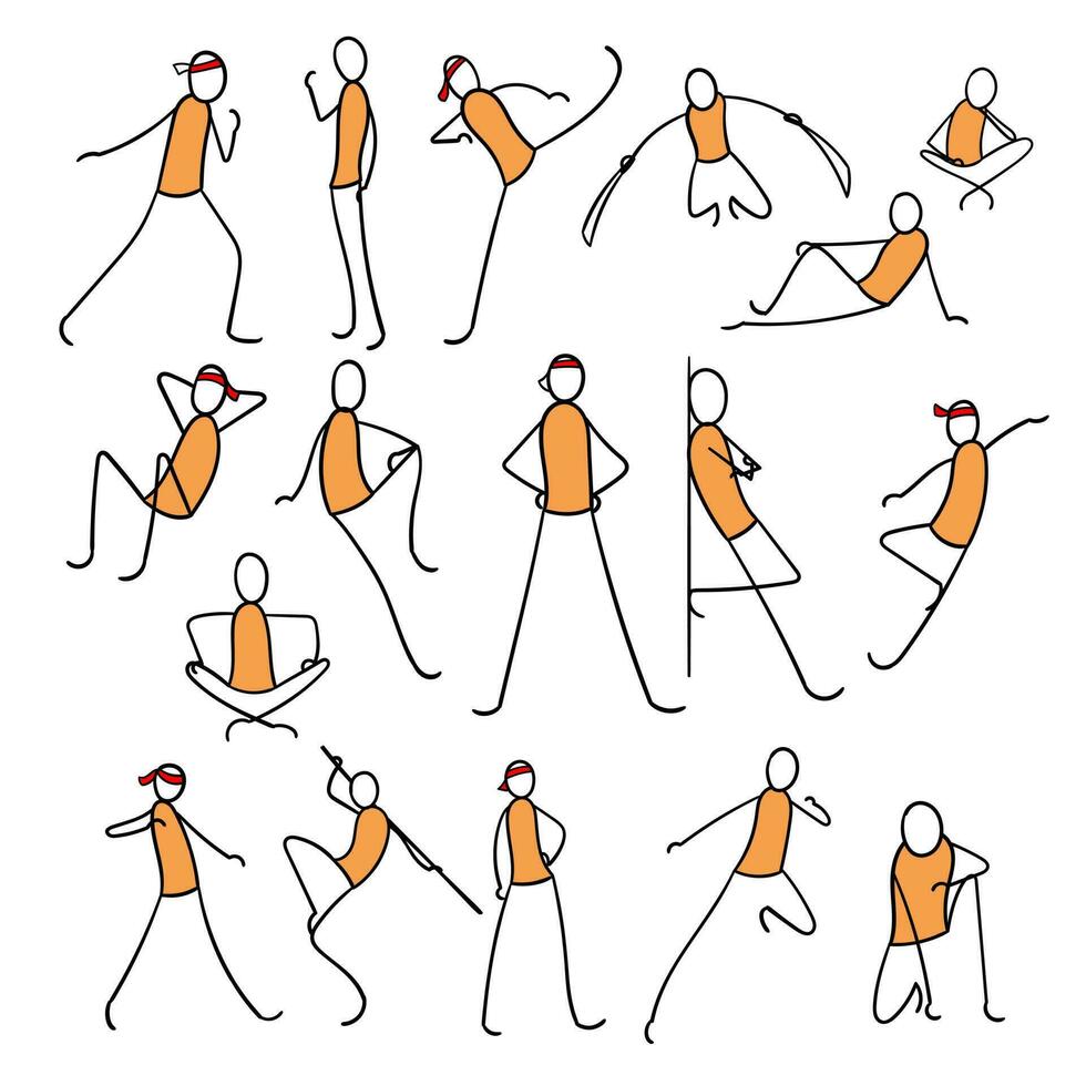 Stick hero poses. Several position. Different angles. 23705420 Vector ...