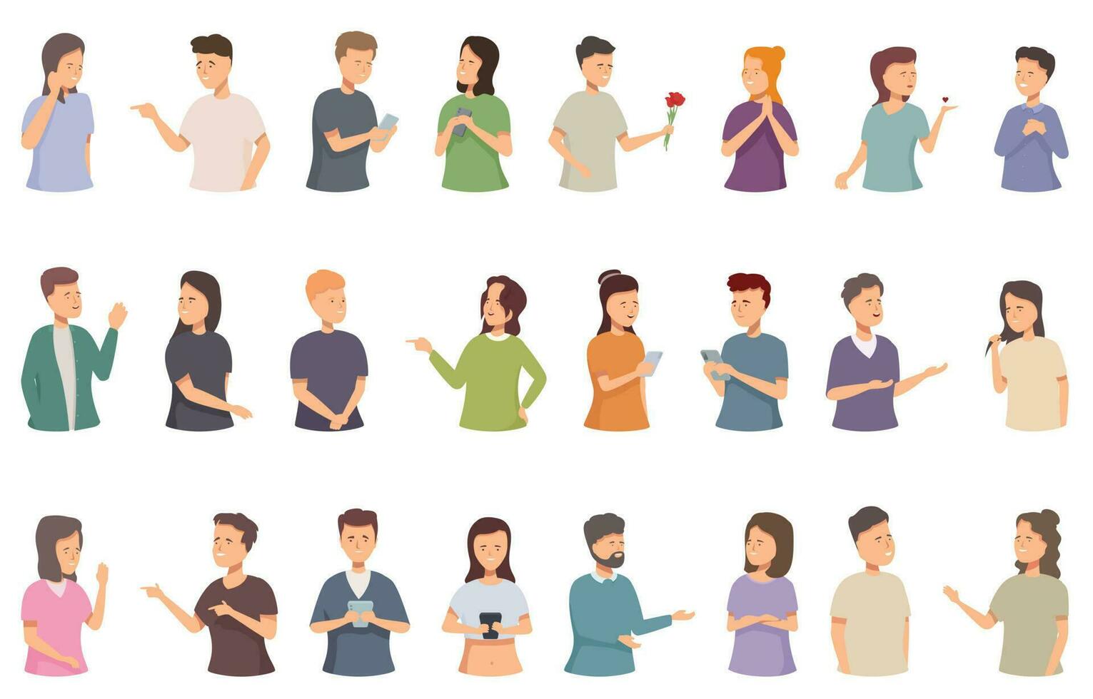 Flirt icons set cartoon vector. Love date vector
