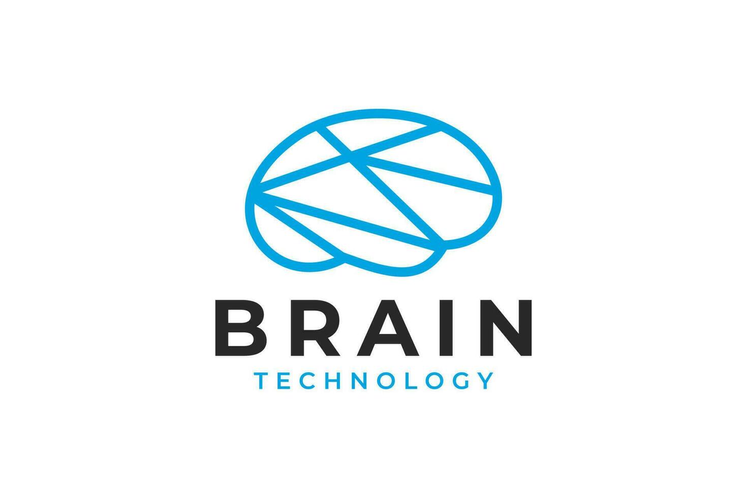 Brain outline line art  logo vector icon.