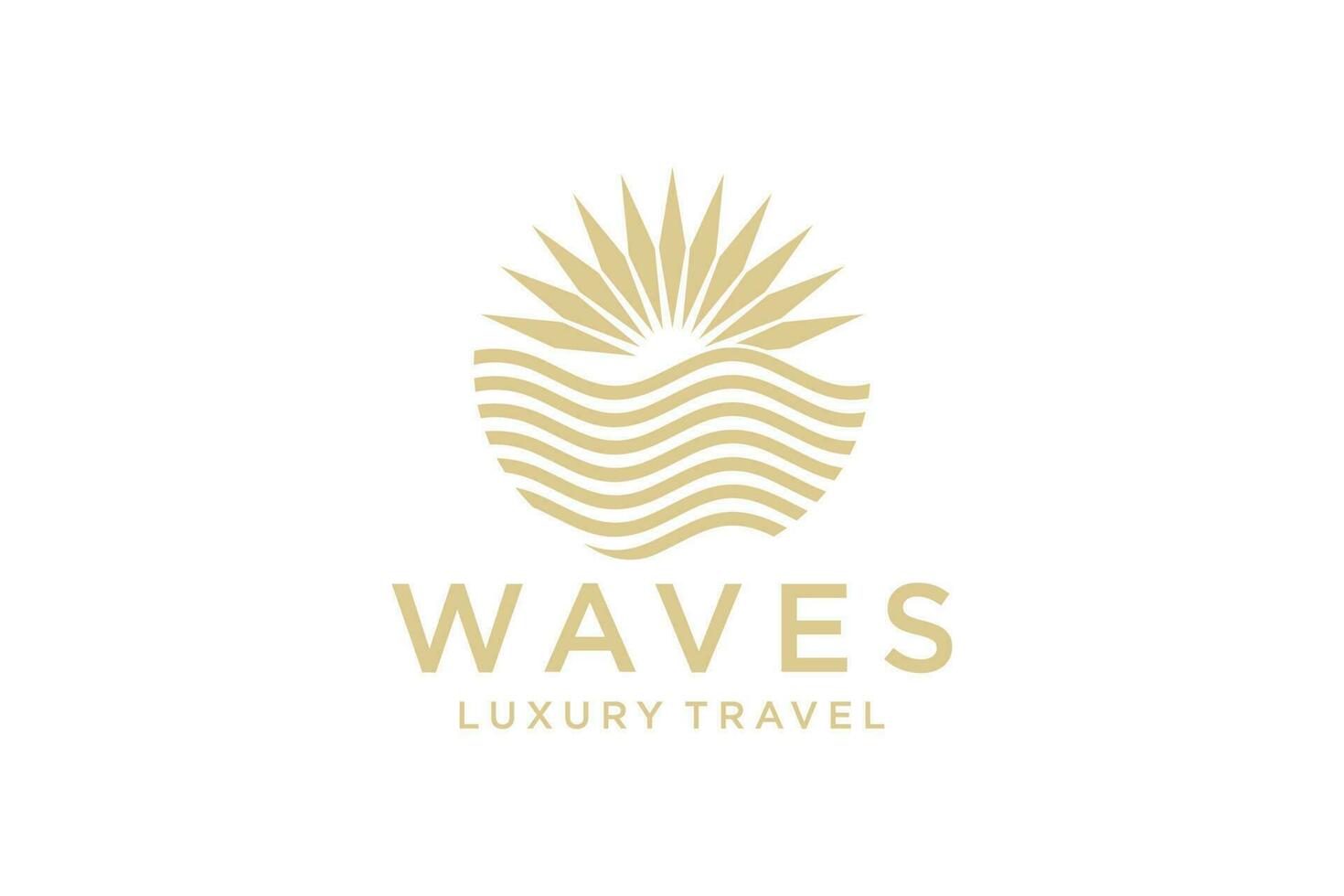 Luxury  line logo design with simple and modern shape of sea water wave. vector