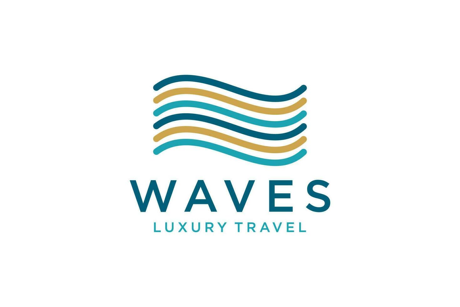 Luxury  line logo design with simple and modern shape of sea water wave. vector