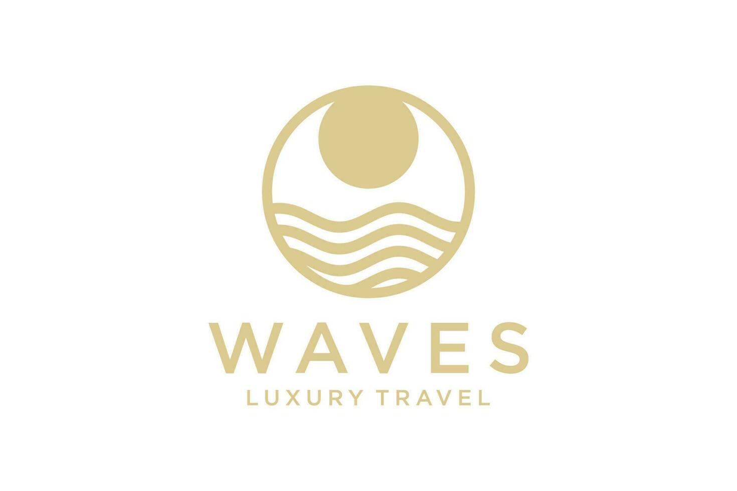 Luxury  line logo design with simple and modern shape of sea water wave. vector