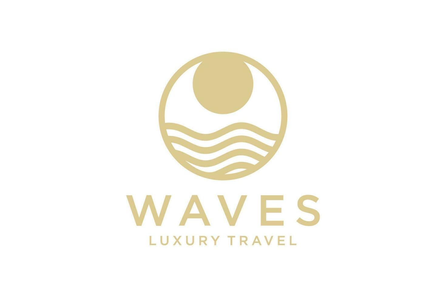 Luxury  line logo design with simple and modern shape of sea water wave. vector