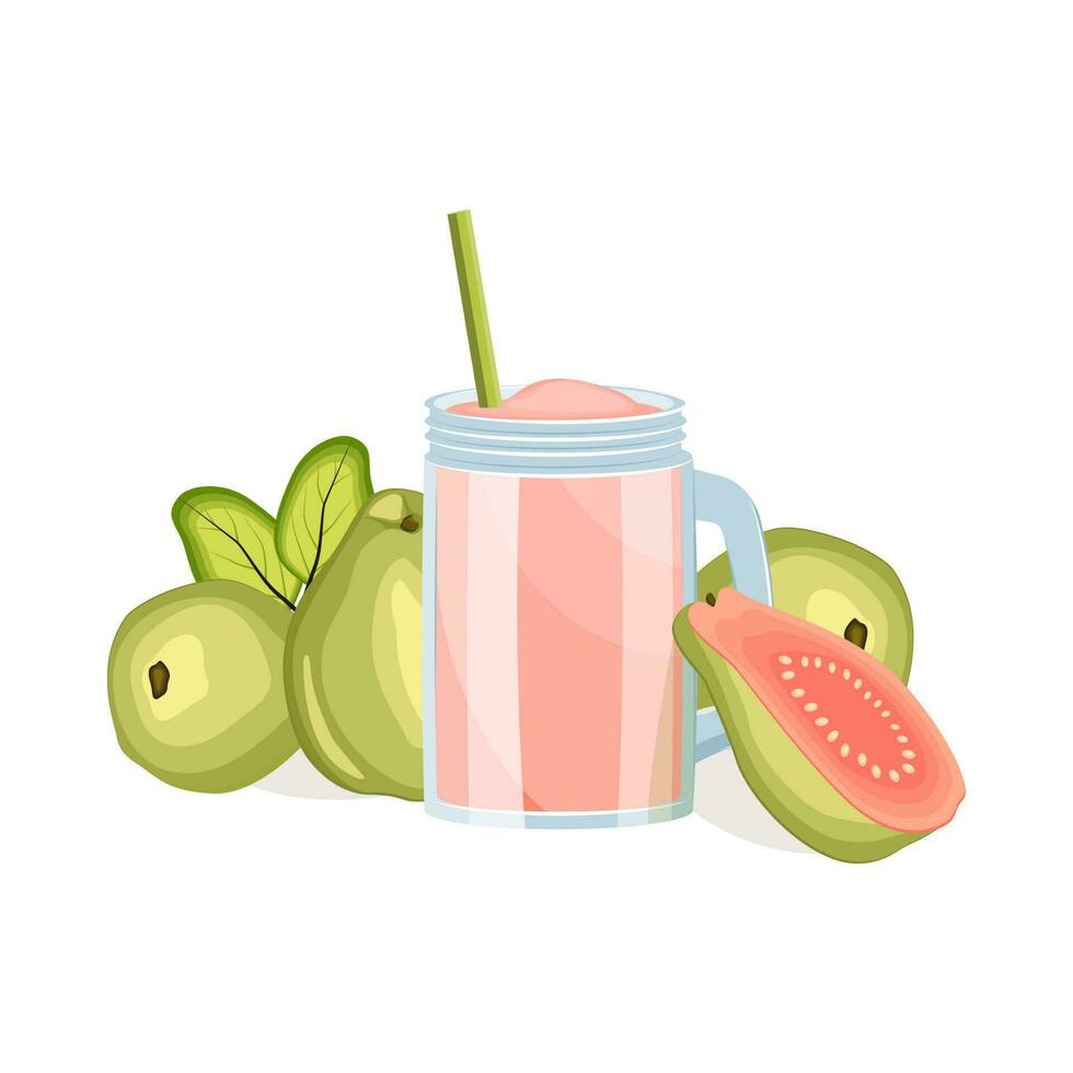 vaso de guayaba Fruta jugo aislado en blanco antecedentes. vector ilustración