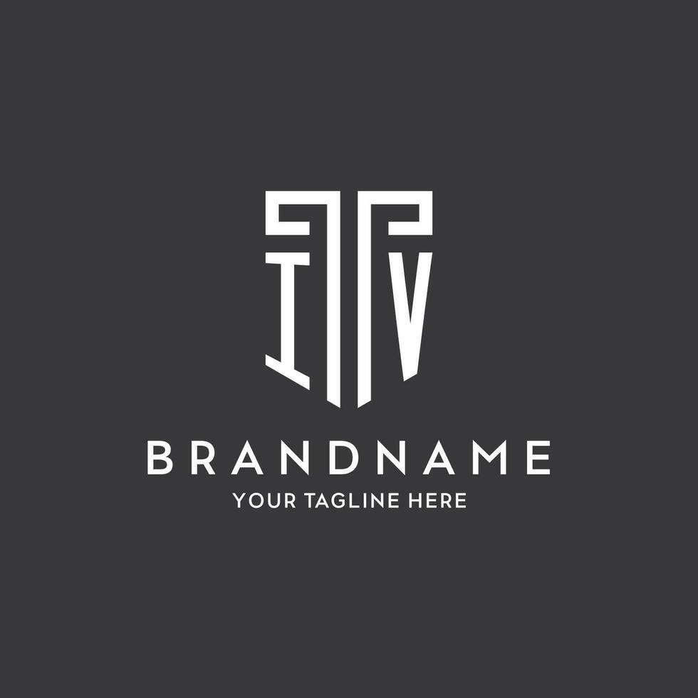 IV monogram initial name with shield shape icon design vector