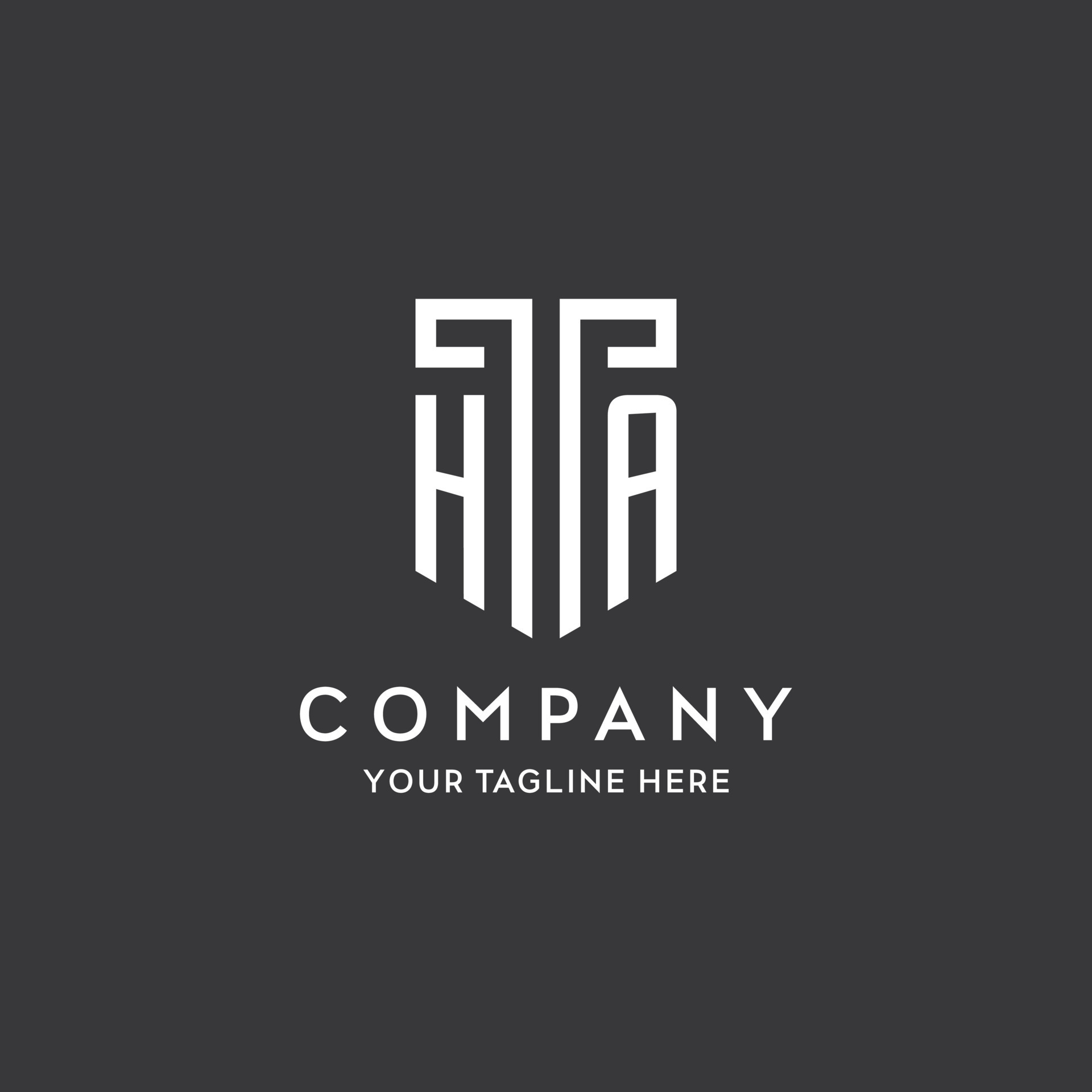 Initial HA logo design with Shield style, Logo business branding