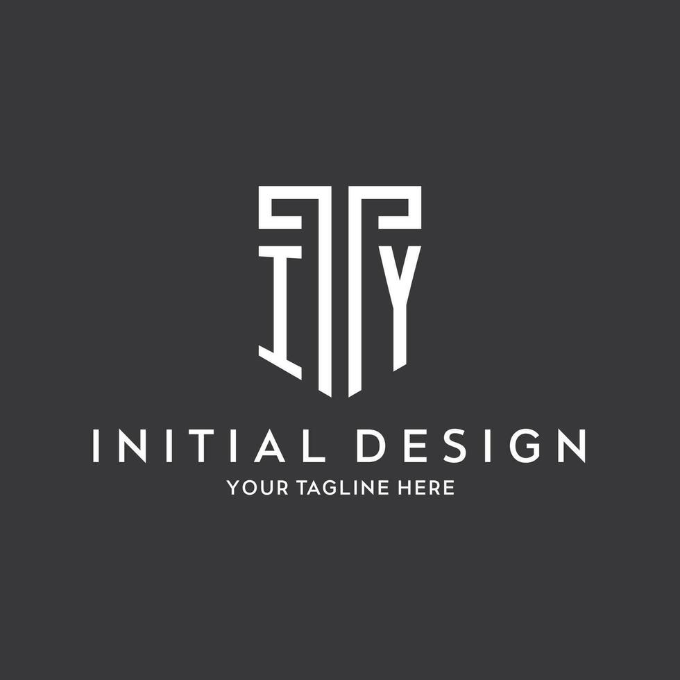 IY monogram initial name with shield shape icon design vector