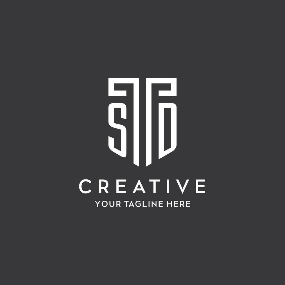 SD monogram initial name with shield shape icon design vector