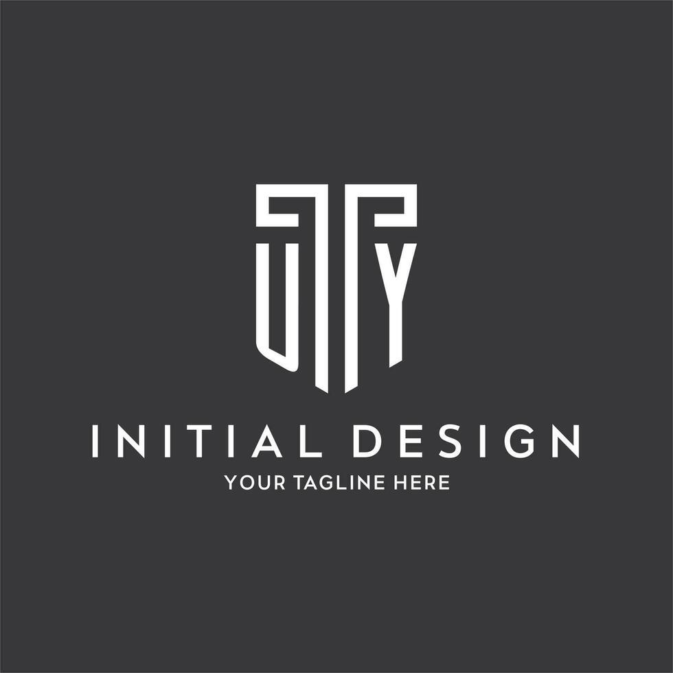 UY monogram initial name with shield shape icon design vector