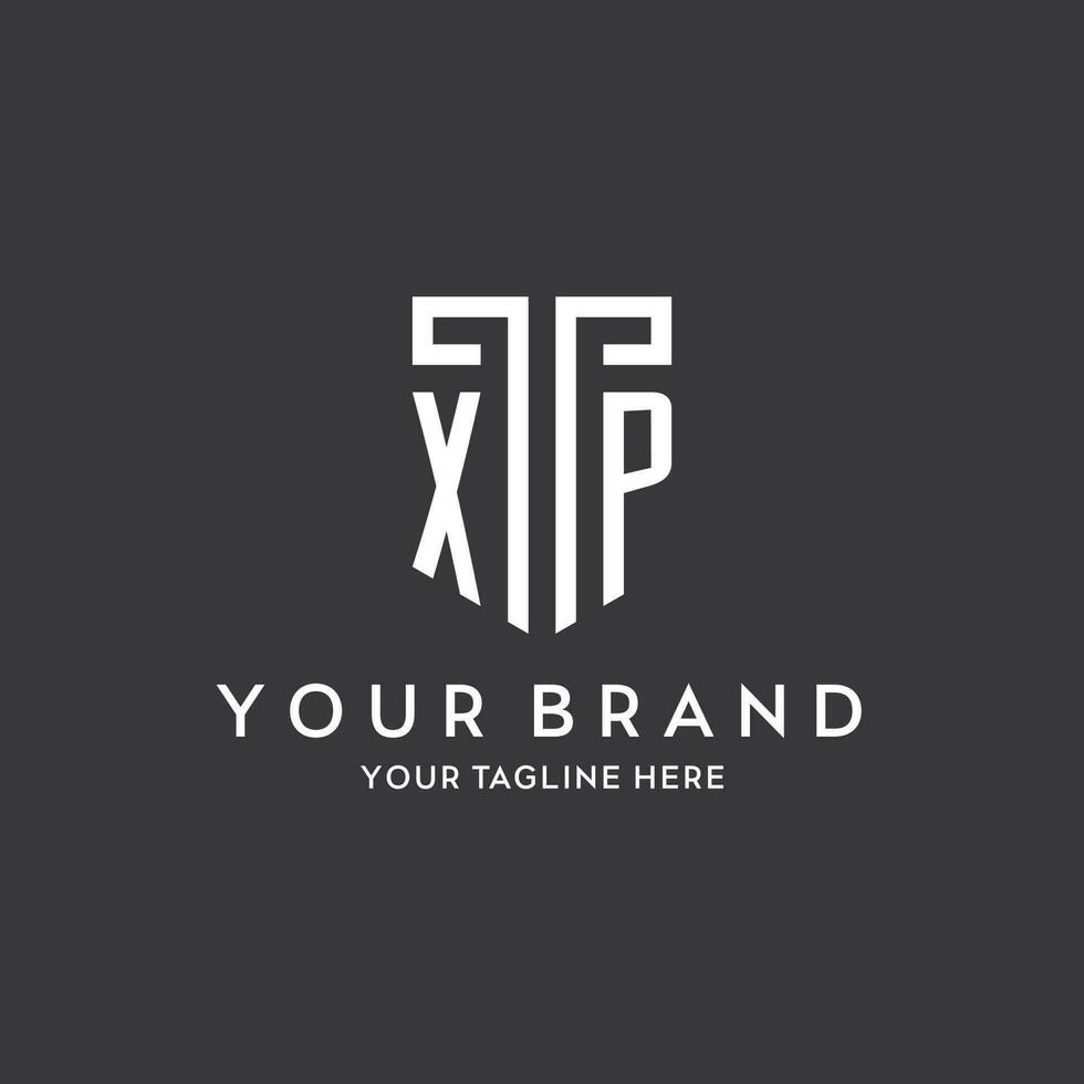 XP monogram initial name with shield shape icon design vector