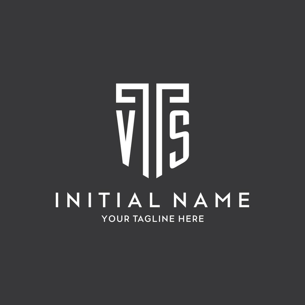 VS monogram initial name with shield shape icon design vector