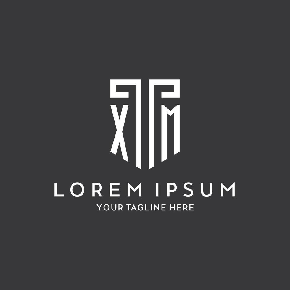 XM monogram initial name with shield shape icon design vector