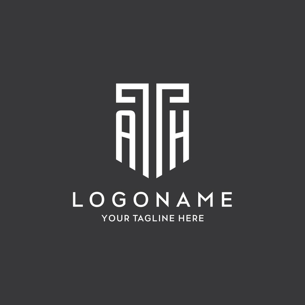 AH monogram initial name with shield shape icon design vector