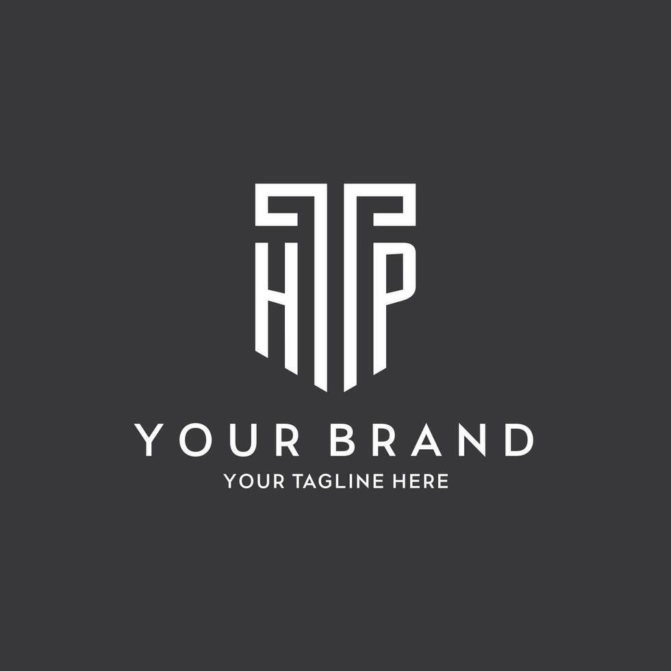 HP monogram initial name with shield shape icon design vector